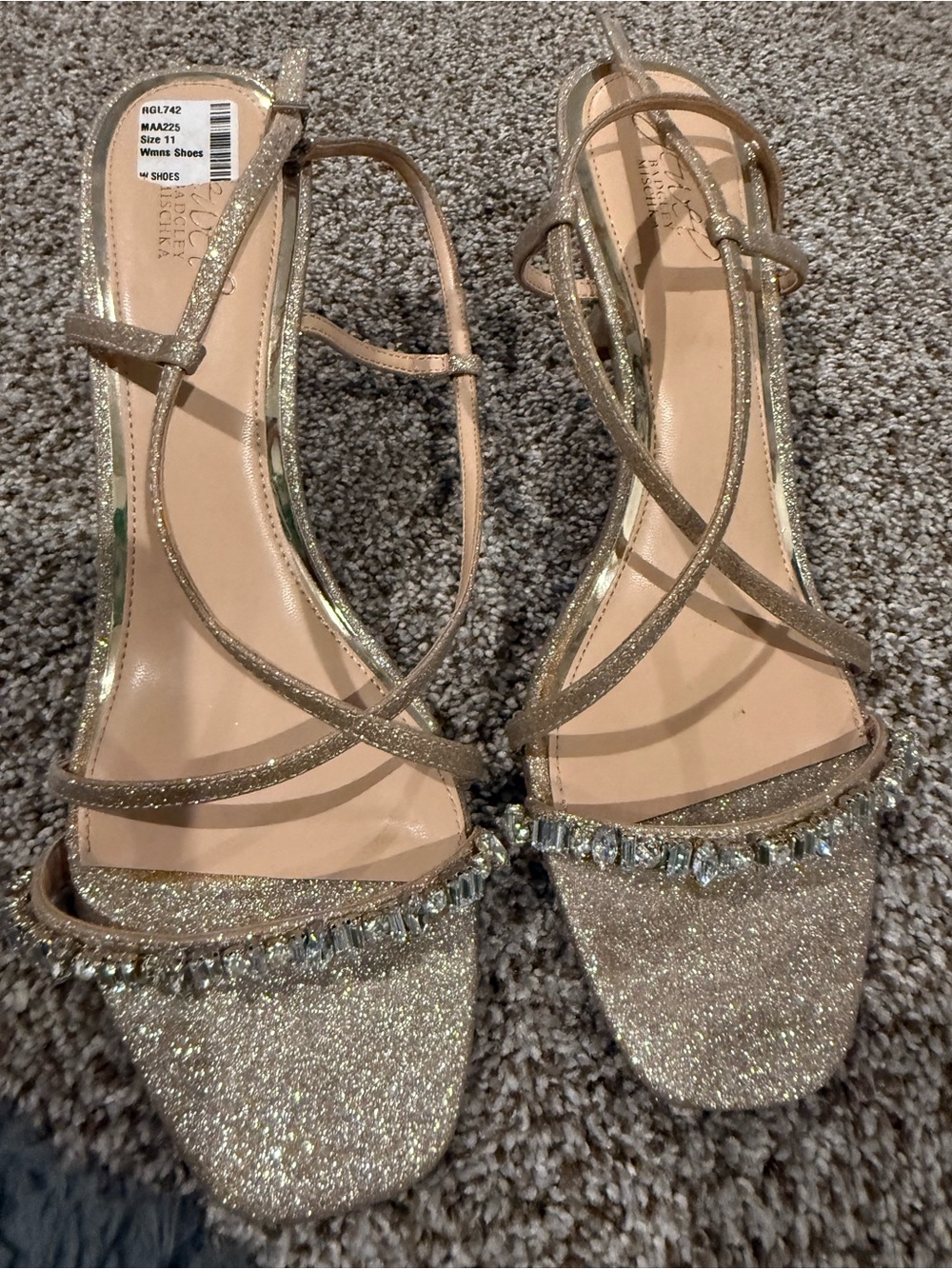 Sparkle Strappy Heeled Sandals - Gold